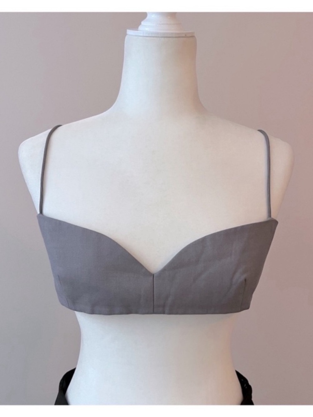 boa. Gray Sweetheart Bralette with Spaghetti Straps